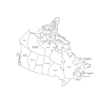 Canada Regions Map Line Vectorのイラスト素材