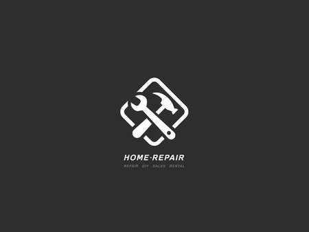 Home Repair Maintenance Black Background Iconのイラスト素材