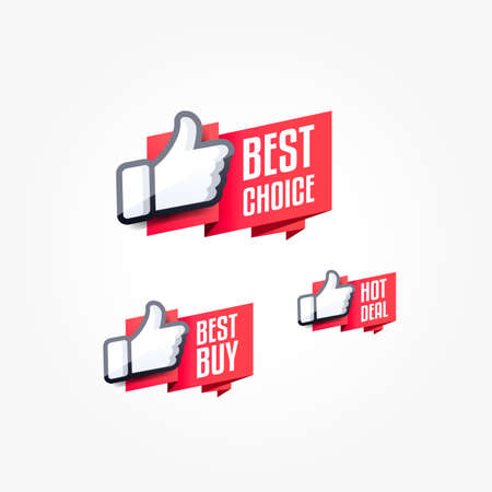 Best Choice, Best Buy & Hot Deal Thumbs Up Shopping Labelのイラスト素材
