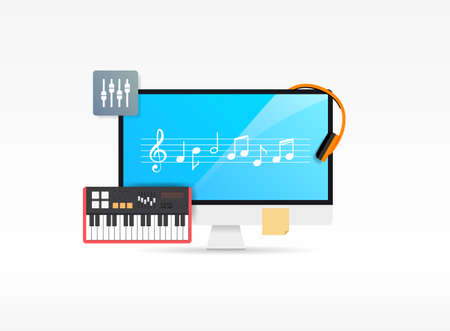 Music Computer Desktopのイラスト素材