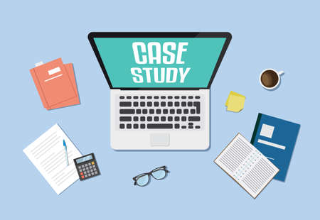 Case Study typo on Laptop vector illustrationのイラスト素材