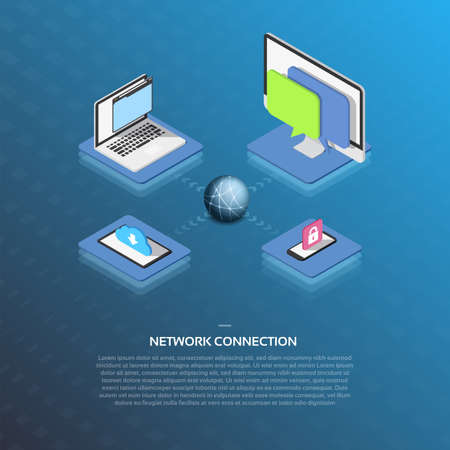 Server Technology Devices Network Connection Isometric Icon Designのイラスト素材