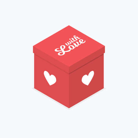 Red Love Box Isometric Color Iconのイラスト素材
