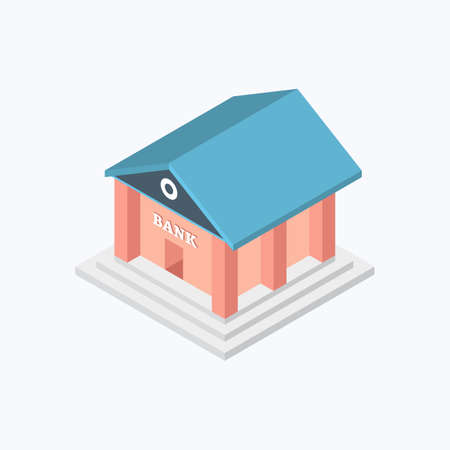 Bank Building Isometric Color Iconのイラスト素材