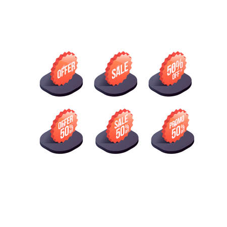 Sale & Offer Isometric Iconsのイラスト素材