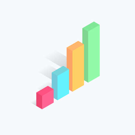 Statistics Bars Isometric Color Iconのイラスト素材