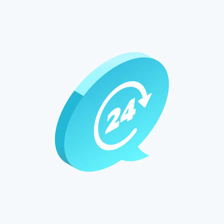24 Hour Service Isometric Color Iconのイラスト素材