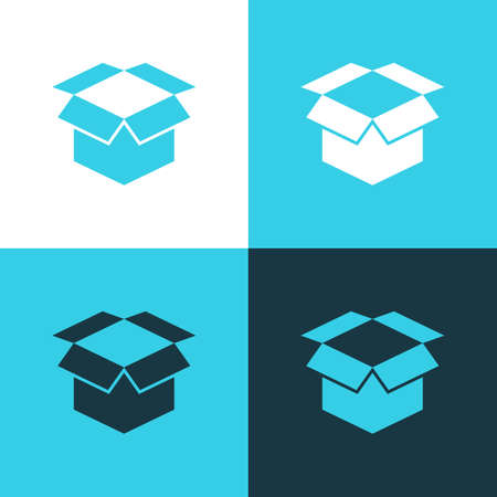 Open Cardboard Vector Color Icon Setのイラスト素材