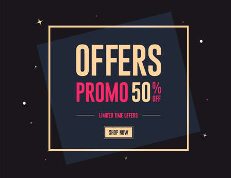 Offers Promo 50% Off Shopping Label Backgroundのイラスト素材