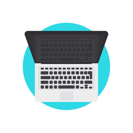 Laptop Computer Icon Round Backgroundのイラスト素材
