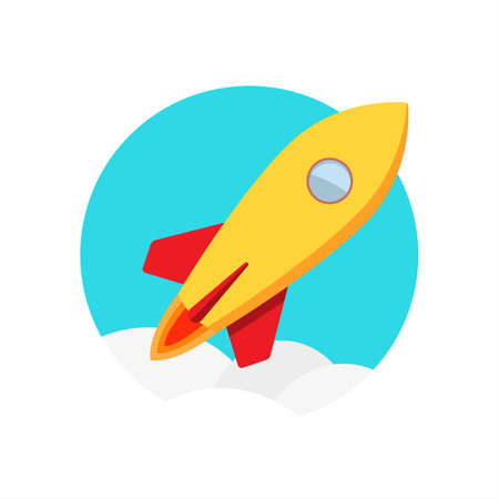 Rocket Launch Startup Icon Round Backgroundのイラスト素材