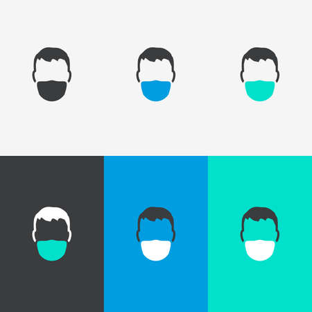 Medical & Surgical Face Mask Flat Vector Icon Set