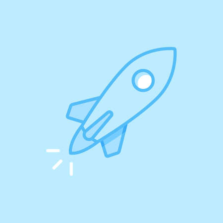 Rocket Startup Launch Blue Vector Icon Background