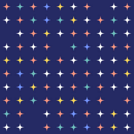 Hand Drawn Childish Stars Seamless Rectangular Colored Patternのイラスト素材