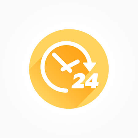 24 Hour Clock Long Shadow Color Iconのイラスト素材
