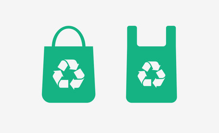Eco Recycled Plastic Bag Flat Color Design Icon Setのイラスト素材