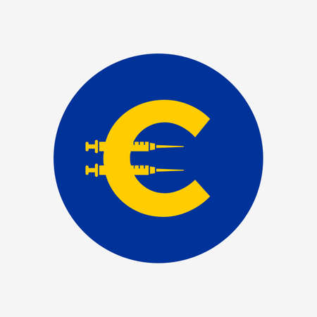 European Union Flag with Syringe Flat Color Design Iconのイラスト素材