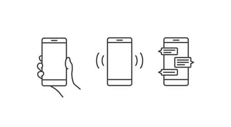 Smartphone Message Notification Flat Design Icon Setのイラスト素材