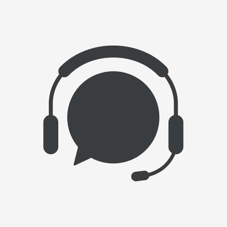 Support Talk Chat Headphone Flat Design Icon