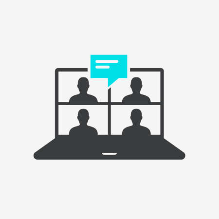 Video Conference Online Meeting Flat Design Iconのイラスト素材