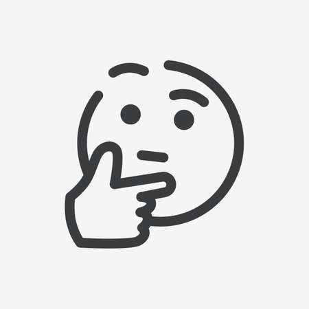 Thinking Face Emoji Flat Vector Iconのイラスト素材