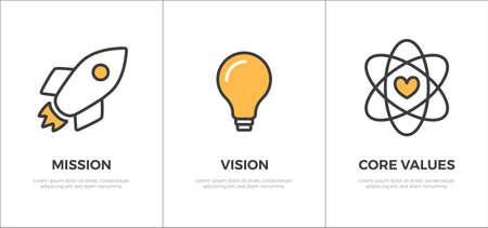 Mission, Vision and Core Values Banner Template Flat Vector Iconのイラスト素材