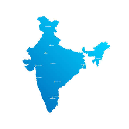 India Country Cities Vector Mapのイラスト素材