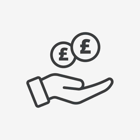 Pound Coins Money in Hand Flat Vector Iconのイラスト素材
