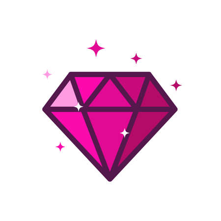 Diamond Flat Vector Color Iconのイラスト素材