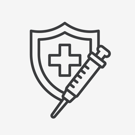 Medical Syringe Shield Protection Flat Vector Iconのイラスト素材