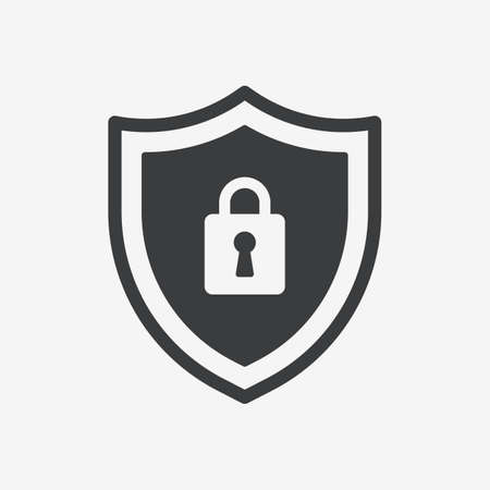 Padlock Locked Shield Protection Flat Vector Iconのイラスト素材