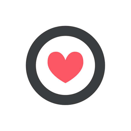 Heart Love Round Flat Vector Iconのイラスト素材