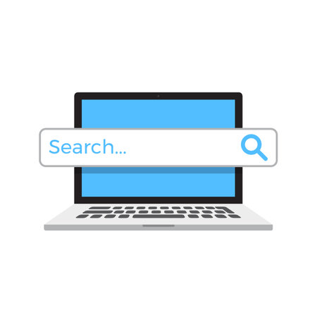 Laptop with Search Bar Vector Illustrationのイラスト素材
