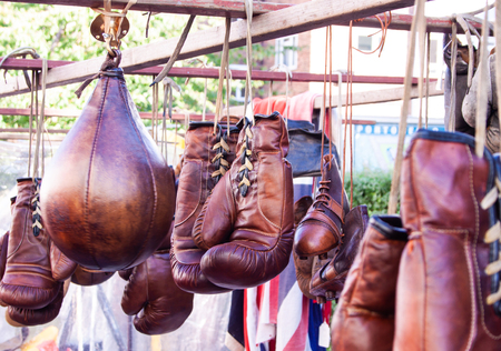 Vintage Boxing gloves at Portobello Market Londonの写真素材