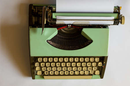 An old green mechanical typewriterの写真素材