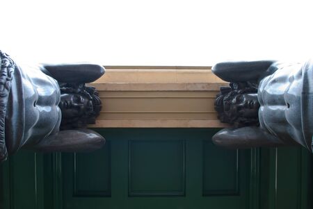 Two atlantes keep a roof porch State Hermitage Museum の写真素材
