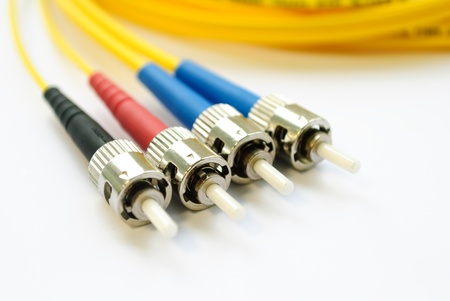 four single-mode optical connectors st-type  front view 