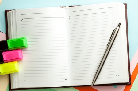 Open note book with lined pages の写真素材
