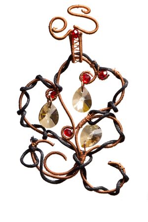Unique elegant handmade wire-work pendant  with glamour shining jemsの写真素材