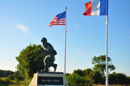 Monument at Omaha Beach near Saint-Laurent-sur-Mer, Normandy, Franceのeditorial素材