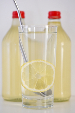 Lemon juice glass bottleの写真素材