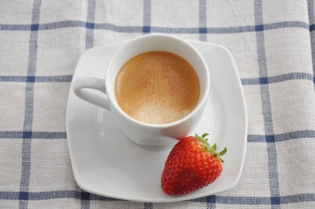 Coffee cup with strawberryの写真素材