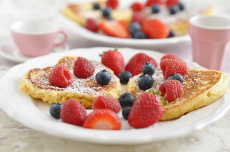 Heart Shaped Pancakes with fresh berries
