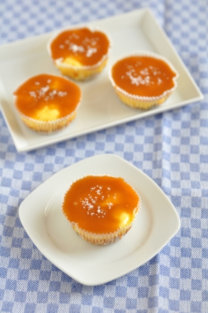 Caramel Cheesecake Muffins with fleur de salの写真素材