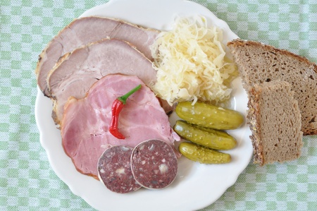Bauernschmaus, German salted and smoked meatの写真素材