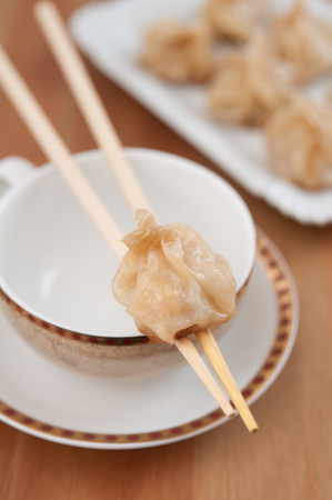 Chinese Dumplings filled with chicken and gingerの写真素材