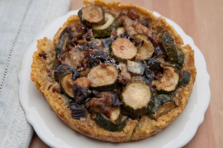 Quinoa Crust Quiche with zucchini and eggplantの写真素材