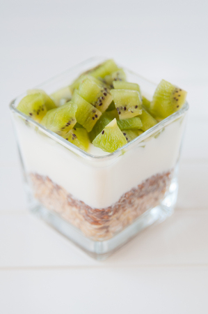 Healthy Breakfast with yoghurt, kiwi and granolaの写真素材
