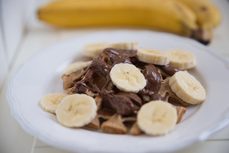 waffles with bananasの写真素材
