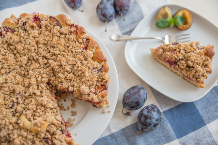 Plum cake with streuselの写真素材